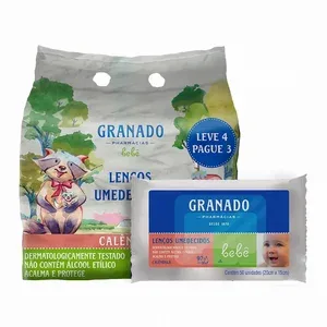 GRANADO Kit Lenço Umedecido Granado Bebê Calêndula 4 pacotes de 50 unidades cada