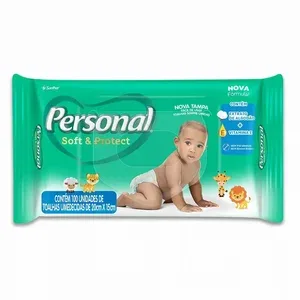 PERSONAL Lenço Umedecido Personal Baby Soft & Protect Extrato de Algodão e Vitamina E Sem Álcool 100 unidades