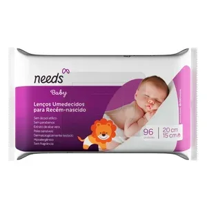 NEEDS Lenço Umedecido Needs Baby Recém-Nascido Aloe Vera Sem Álcool Etílico Sem Perfume 96 unidades