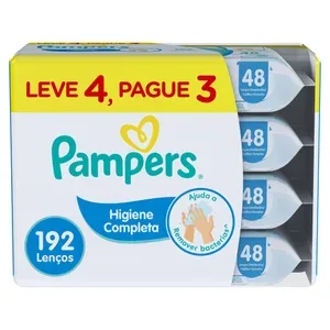 PAMPERS Lenços Umedecidos Pampers Higiene Completa Sem Álcool e Sem Perfume 48 Unidades Leve 4 Pague 3