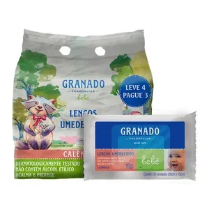 GRANADO Kit Lenço Umedecido Granado Bebê Calêndula 4 pacotes de 50 unidades cada 